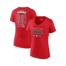 Womens Red Georgia Bulldogs College Football Playoff 2022 National Champions Schedule V-neck T-shirt