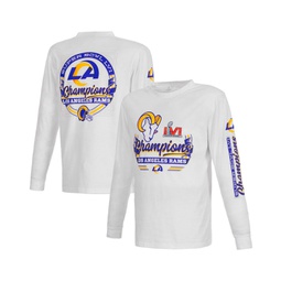 Mens White Los Angeles Rams Super Bowl LVI Champions Screen Printed Long Sleeve T-shirt