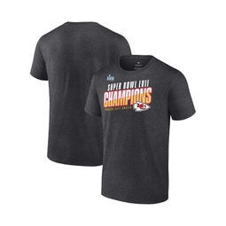 Mens Heather Charcoal Kansas City Chiefs Super Bowl LVII Champions Victory Formation T-shirt