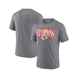 Mens Heather Gray Kansas City Chiefs Super Bowl LVII Champions Rewrite History Tri-Blend T-shirt