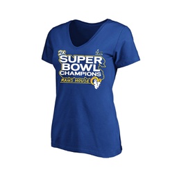 Womens Royal Los Angeles Rams Super Bowl LVI Champions Parade V-Neck Plus Size T-shirt