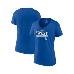 Womens Royal Los Angeles Dodgers 2022 NL West Division Champions Locker Room V-Neck T-shirt