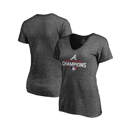 Womens Heather Charcoal Atlanta Braves 2021 World Series Champions V-Neck T-Shirt