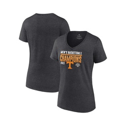 Womens Heathered Charcoal Tennessee Volunteers 2022 SEC Mens Basketball Conference Tournament Champions Locker Room V-Neck T-shirt