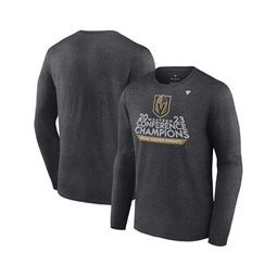 Mens Heather Charcoal Vegas Golden Knights 2023 Western Conference Champions Locker Room Long Sleeve T-shirt
