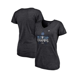 Womens Heathered Charcoal New York City FC 2021 MLS Cup Champions Locker Room V-Neck T-shirt