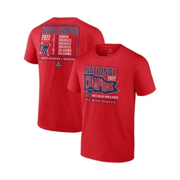 Mens Red Ole Miss Rebels 2022 NCAA Mens Baseball College World Series Champions Signal Schedule T-shirt