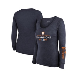 Womens Navy Houston Astros 2022 World Series Champions Long Sleeve Tri-Blend Scoop Neck T-shirt