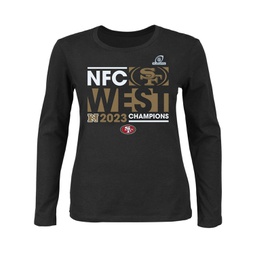 Womens Black San Francisco 49ers 2023 NFC West Division Champions Plus Size Conquer Long Sleeve Scoop Neck T-shirt