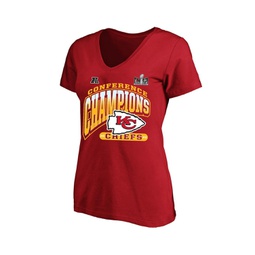 Womens Red Kansas City Chiefs 2023 AFC Champions Plus Size Hail Mary V-Neck T-shirt