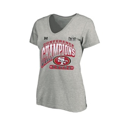Womens Heather Gray San Francisco 49ers 2023 NFC Champions Plus Size Hail Mary V-Neck T-shirt
