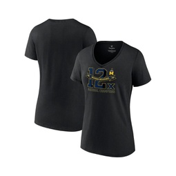 Womens Black Michigan Wolverines 12-Time Football National Champions Exceptional Talent V-Neck T-shirt
