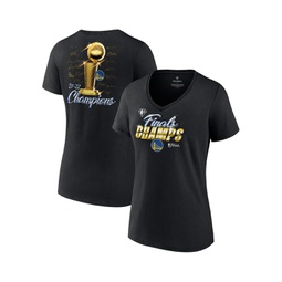 Womens Black Golden State Warriors 2022 NBA Finals Champions Forward Roster Signature V-Neck T-shirt