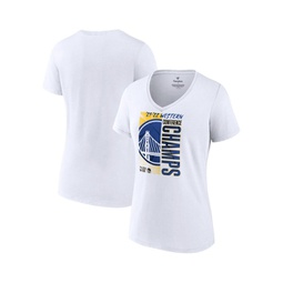 Womens White Golden State Warriors 2022 Western Conference Champions Plus Size Locker Room V-Neck T-shirt