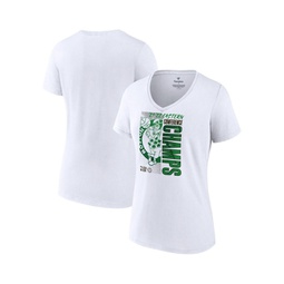 Womens White Boston Celtics 2022 Eastern Conference Champions Plus Size Locker Room V-Neck T-shirt