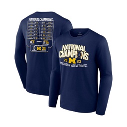 Mens Navy Michigan Wolverines College Football Playoff 2023 National Champions Schedule Long Sleeve T-shirt