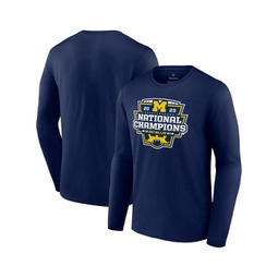 Mens Navy Michigan Wolverines College Football Playoff 2023 National Champions Logo Long Sleeve T-shirt