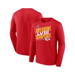 Mens Red Kansas City Chiefs Super Bowl LVIII Champions Iconic Big and Tall Long Sleeve T-shirt