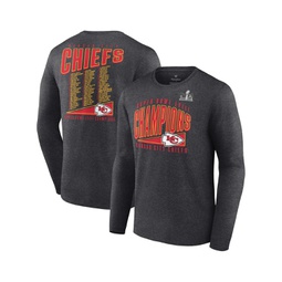 Mens Heather Charcoal Kansas City Chiefs Super Bowl LVIII Champions Roster Best Teammates Long Sleeve T-shirt