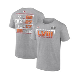 Mens Heather Gray Kansas City Chiefs Super Bowl LVIII Champions Counting Point Score Big and Tall T-shirt