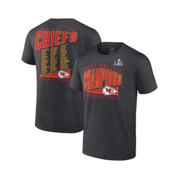 Mens Heather Charcoal Kansas City Chiefs Super Bowl LVIII Champions Roster Best Teammates T-shirt