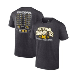 Mens Heather Charcoal Michigan Wolverines College Football Playoff 2023 National Champions Schedule T-shirt