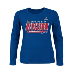 Womens Royal Buffalo Bills 2022 AFC East Division Champions Divide and Conquer Plus Size Long Sleeve T-shirt