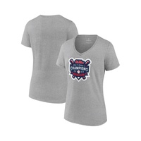 Womens Heathered Gray Ole Miss Rebels 2022 NCAA Mens Baseball College World Series Champions Official Logo V-Neck T-shirt