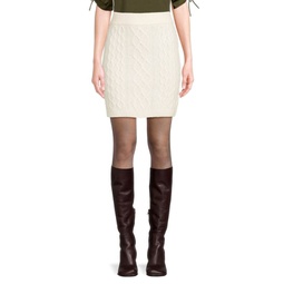 Cable Knit Merino Wool & Cashmere Blend Mini Skirt
