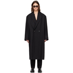 Black Double-Breasted Coat 241782M176002