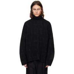 Black Jacquard Sweater 241782M205003