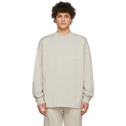 Beige Cotton Jersey Long Sleeve T-Shirt 221161M213007