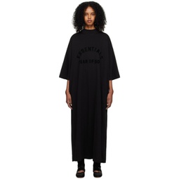 Black 3/4 Sleeve Midi Dress 232161F054000