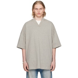 Gray V-Neck T-Shirt 241161M213025