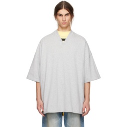 Gray V-Neck T-Shirt 241161M213007