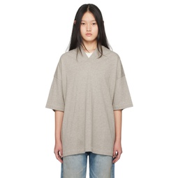 Gray V-Neck T-Shirt 241161F110020