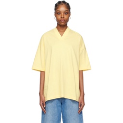 Yellow V-Neck T-Shirt 241161F110022