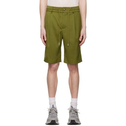 Green Pleated Shorts 231107M193001