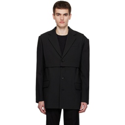 Black 2-In-1 Blazer & Vest Set 232107M195001