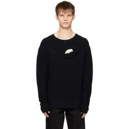 Black Distressed Sweater 231107M201013