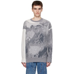 Gray Paneled Sweater 232107M201004