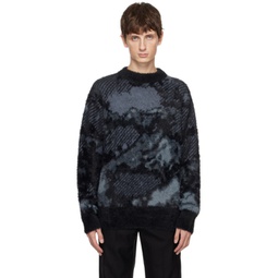 Gray Landscape Painting Sweater 232107M201009
