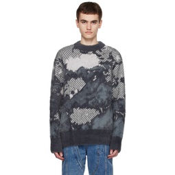 Gray Landscape Painting Sweater 232107M201001