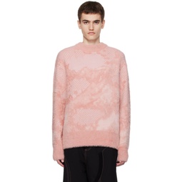 Pink Landscape Painting Sweater 232107M201008