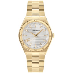 Salvatore Mens Swiss Vega Upper East Gold Ion Plated Stainless Steel Bracelet Watch 40mm