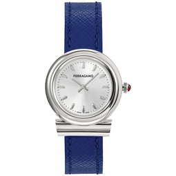 Salvatore Womens Gancini Swiss Blue Leather Strap Watch 28mm