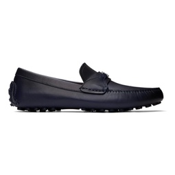 Navy Gancini Ornament Loafers 241270M231039