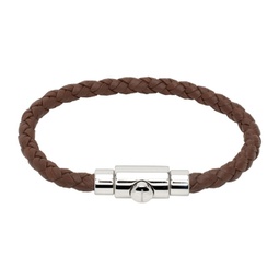Brown Braided Leather Bracelet 241270M142006
