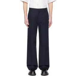 Navy Flared Trousers 241270M191001