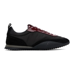 Black & Burgundy Patent Leather Trim Sneakers 241270M237038
